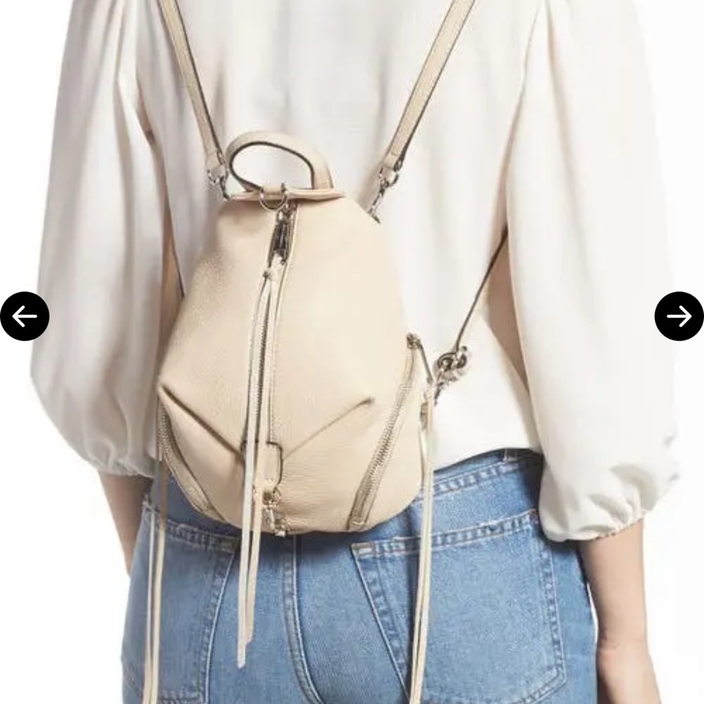 Rebecca Minkoff Pebbled Leather Mini Backpack in Light Cream - Picture 2 of 7